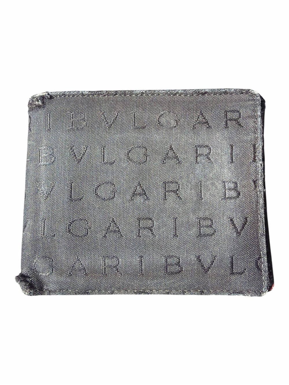 BVLGARI Logomania Canvas & Leather Bifold Wallet Coin Pocket